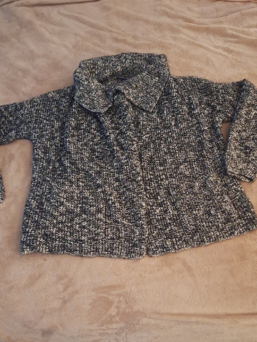 Eileen Fisher Marled Gray Knit Sweater Cardigan